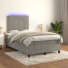 vidaXL Cama box spring colchón y LED terciopelo gris claro 120x200 cm