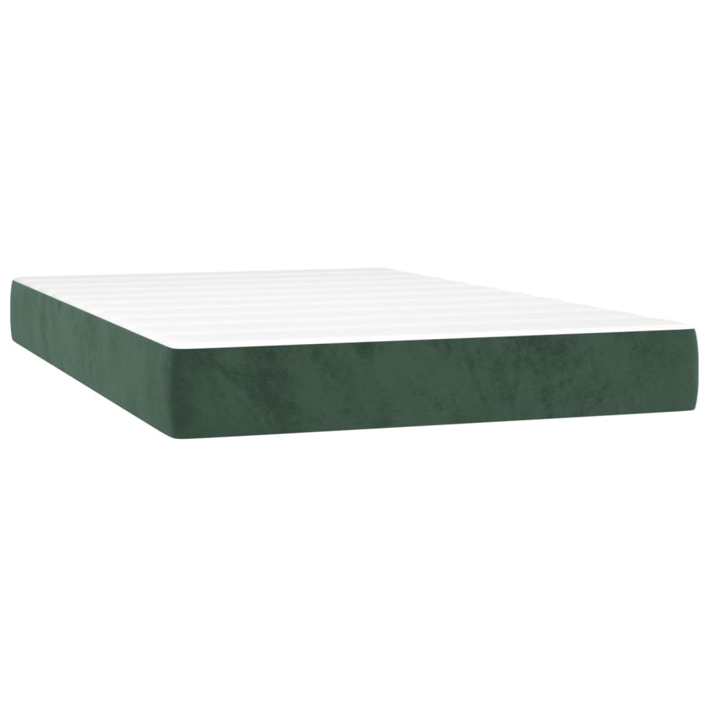 vidaXL Cama box spring colchón y LED terciopelo verde oscuro 120x200cm