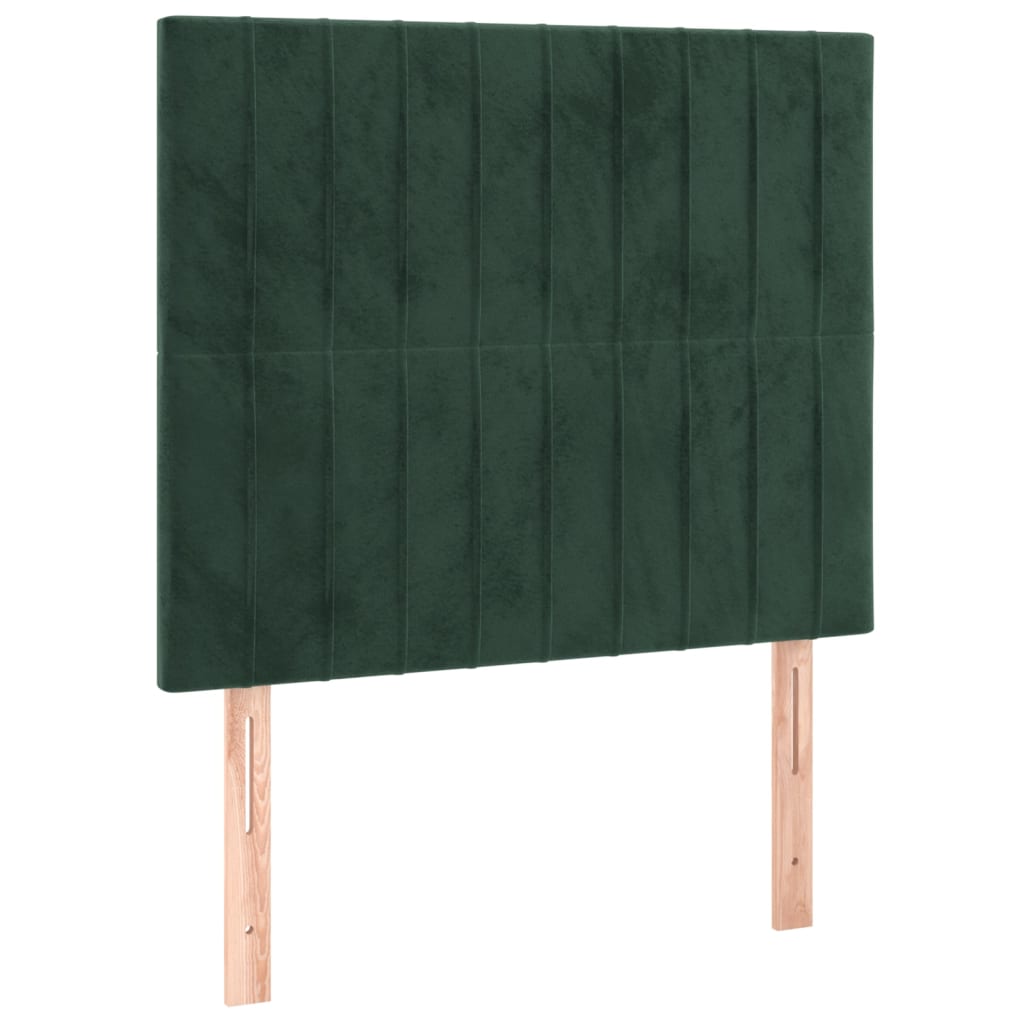 vidaXL Cama box spring colchón y LED terciopelo verde oscuro 120x200cm