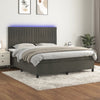 vidaXL Cama box spring colchón y LED terciopelo gris oscuro 180x200 cm