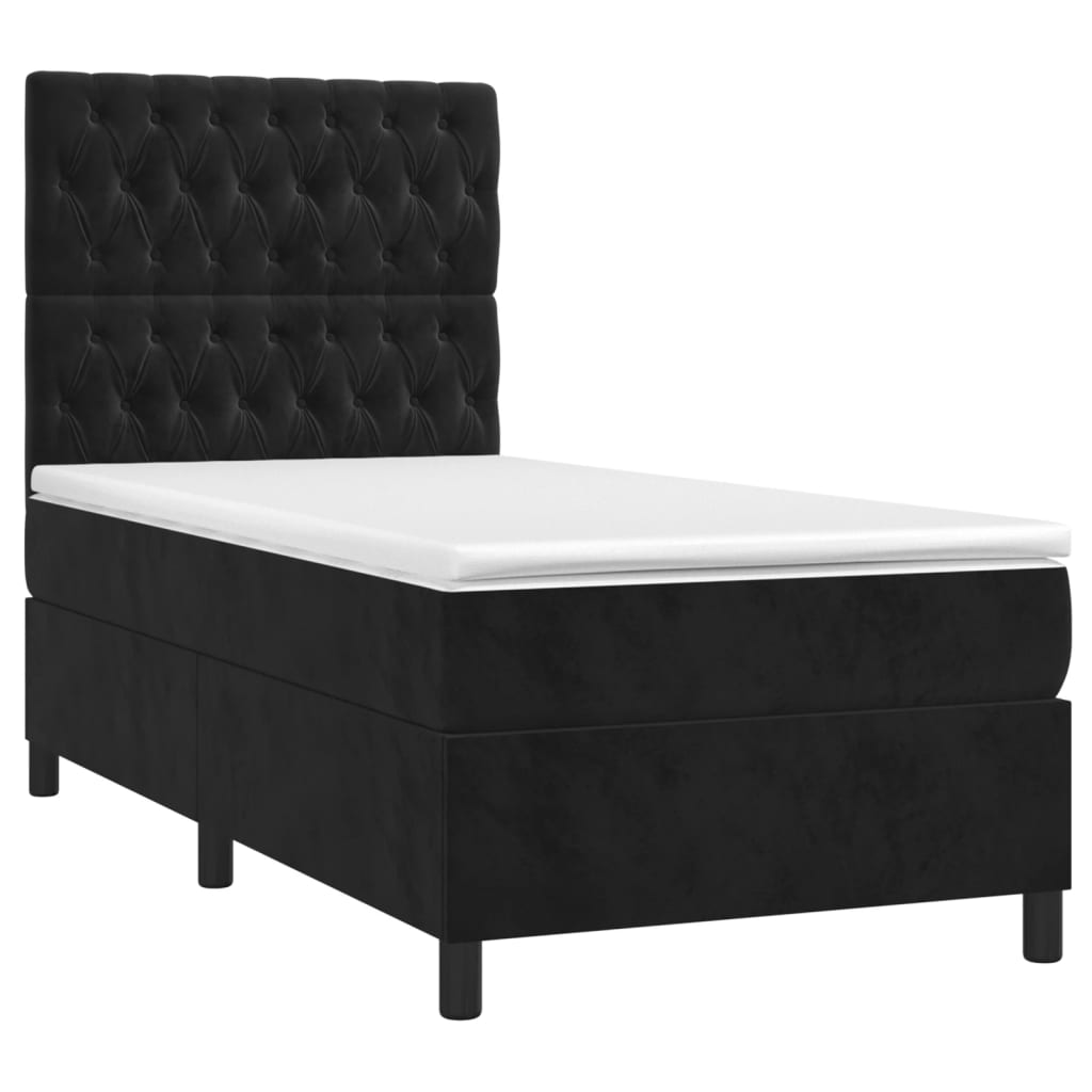 vidaXL Cama box spring colchón y LED terciopelo negro 80x200 cm