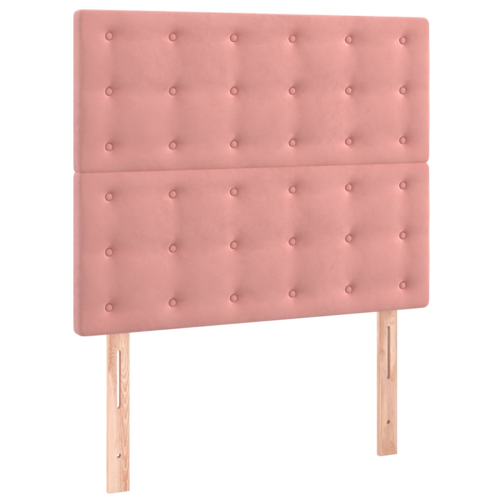 vidaXL Cama box spring colchón y LED terciopelo rosa 100x200 cm