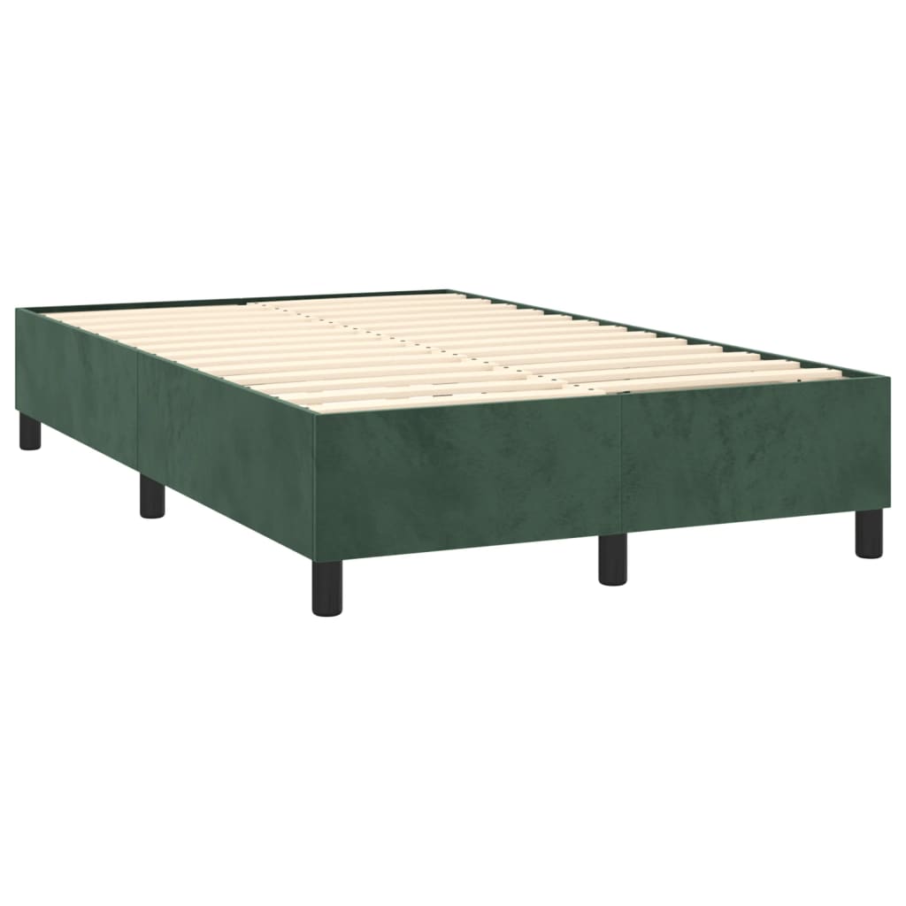 vidaXL Cama box spring colchón y LED terciopelo verde oscuro 120x200cm