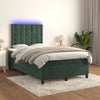 vidaXL Cama box spring colchón y LED terciopelo verde oscuro 120x200cm