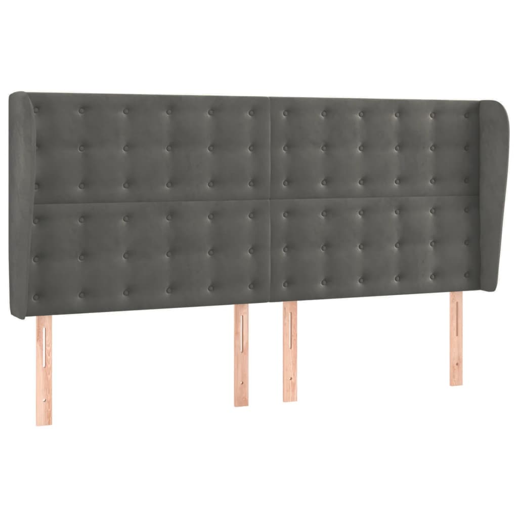 vidaXL Cama box spring colchón y LED terciopelo gris oscuro 160x200 cm