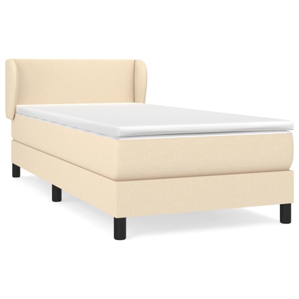 vidaXL Cama box spring con colchón tela color crema 80x200 cm