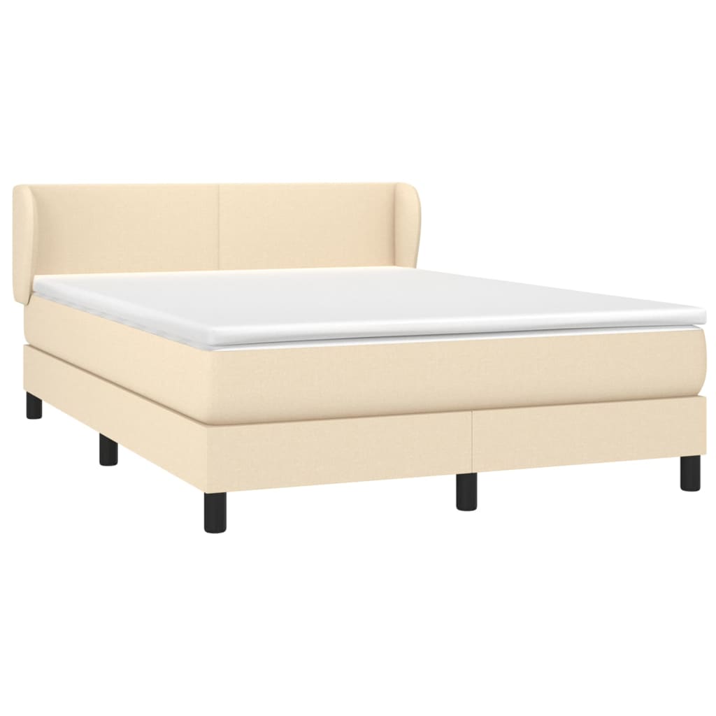 vidaXL Cama box spring con colchón tela color crema 140x200 cm