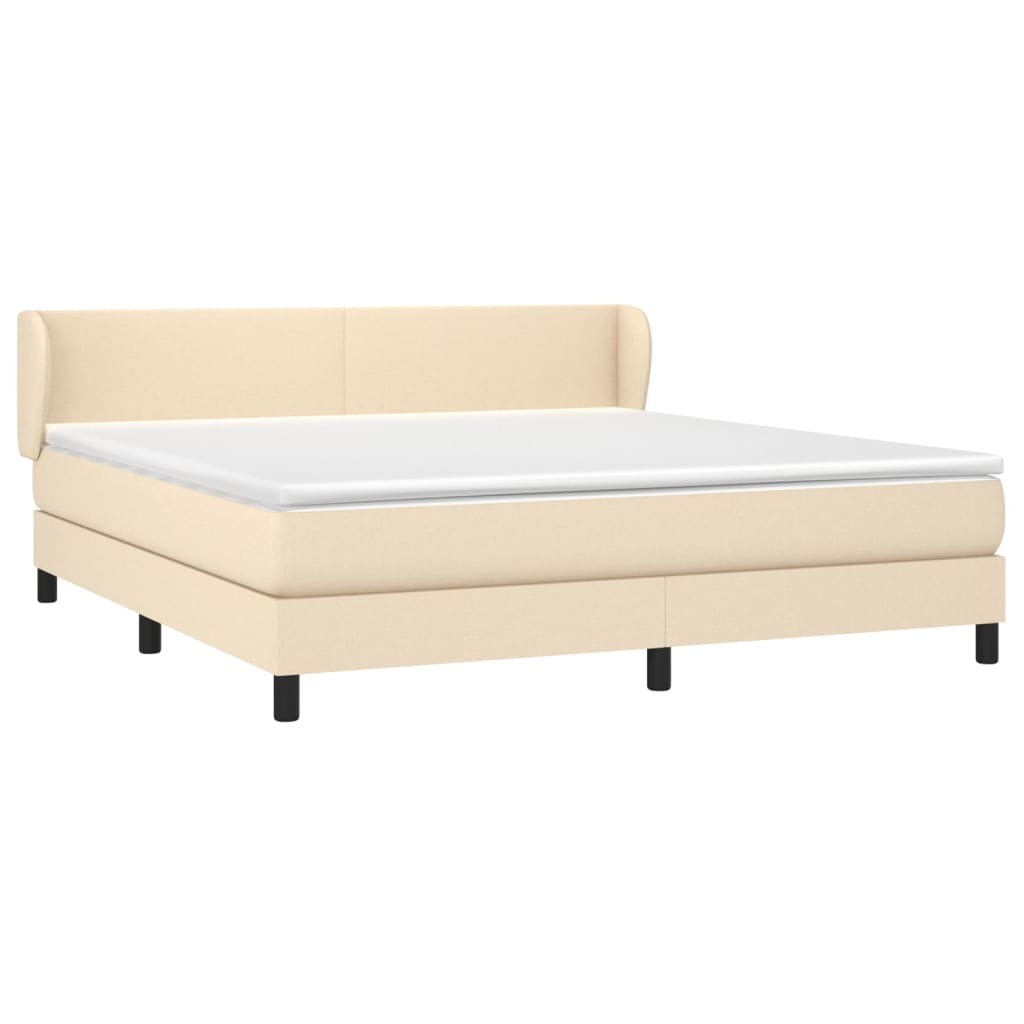 vidaXL Cama box spring con colchón tela color crema 160x200 cm