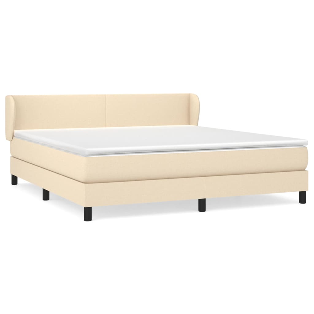 vidaXL Cama box spring con colchón tela color crema 180x200 cm