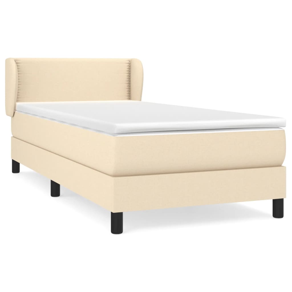 vidaXL Cama box spring con colchón tela color crema 80x200 cm