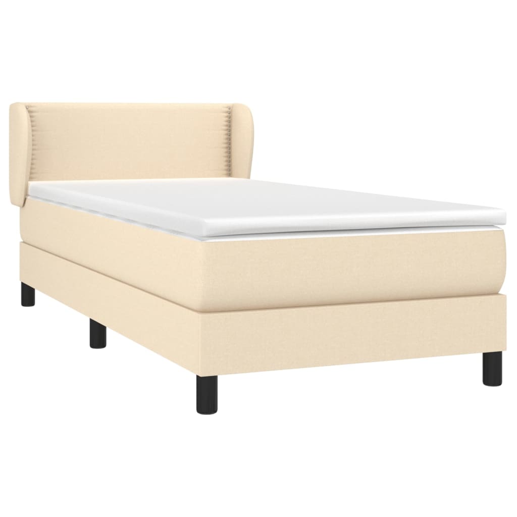 vidaXL Cama box spring con colchón tela color crema 80x200 cm