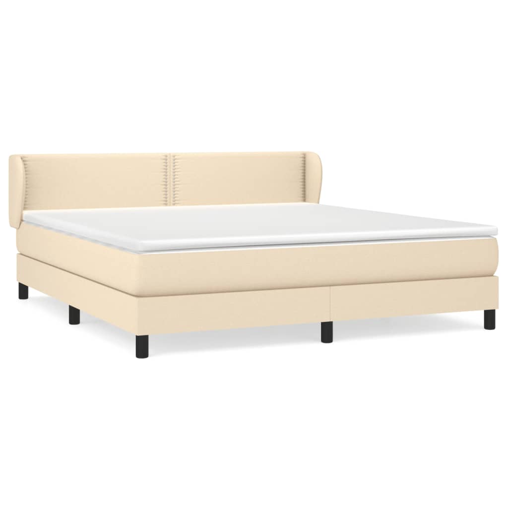 vidaXL Cama box spring con colchón tela color crema 160x200 cm