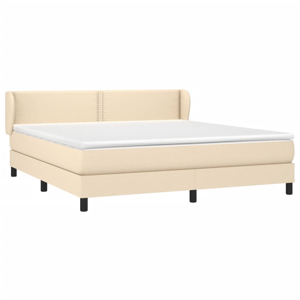 vidaXL Cama box spring con colchón tela color crema 160x200 cm