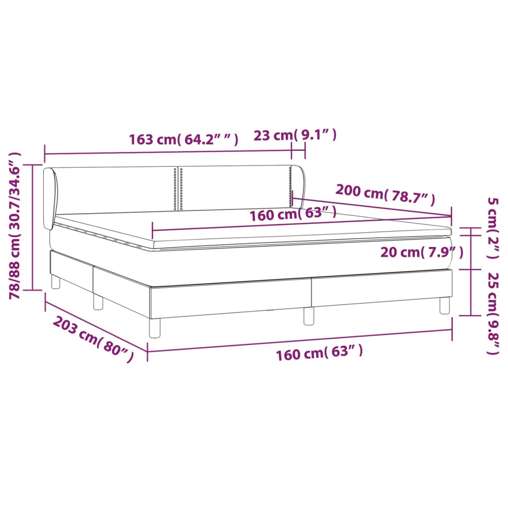 vidaXL Cama box spring con colchón tela color crema 160x200 cm