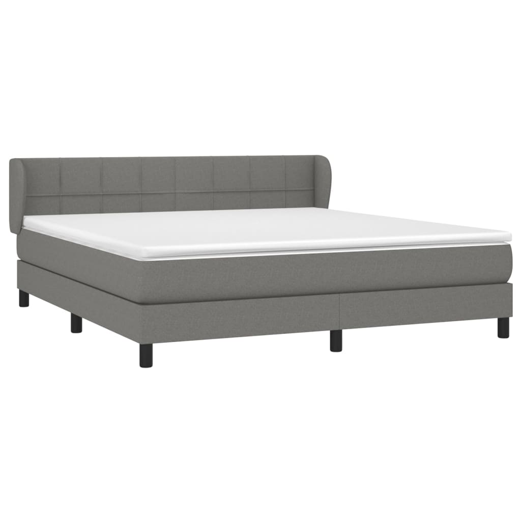 vidaXL Cama box spring con colchón tela gris oscuro 160x200 cm