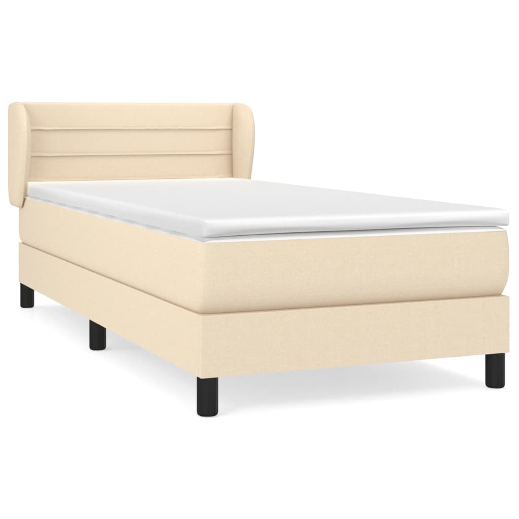 vidaXL Cama box spring con colchón tela color crema 80x200 cm