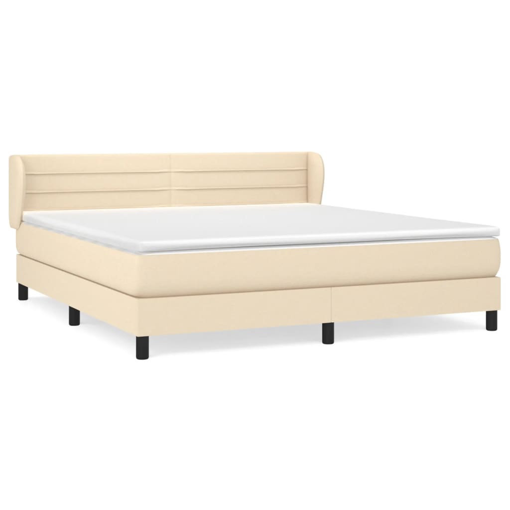 vidaXL Cama box spring con colchón tela color crema 160x200 cm