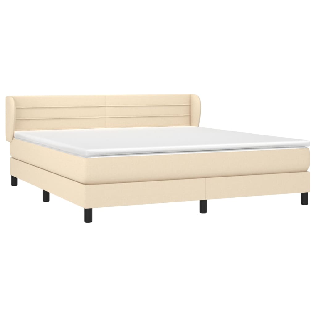 vidaXL Cama box spring con colchón tela color crema 160x200 cm