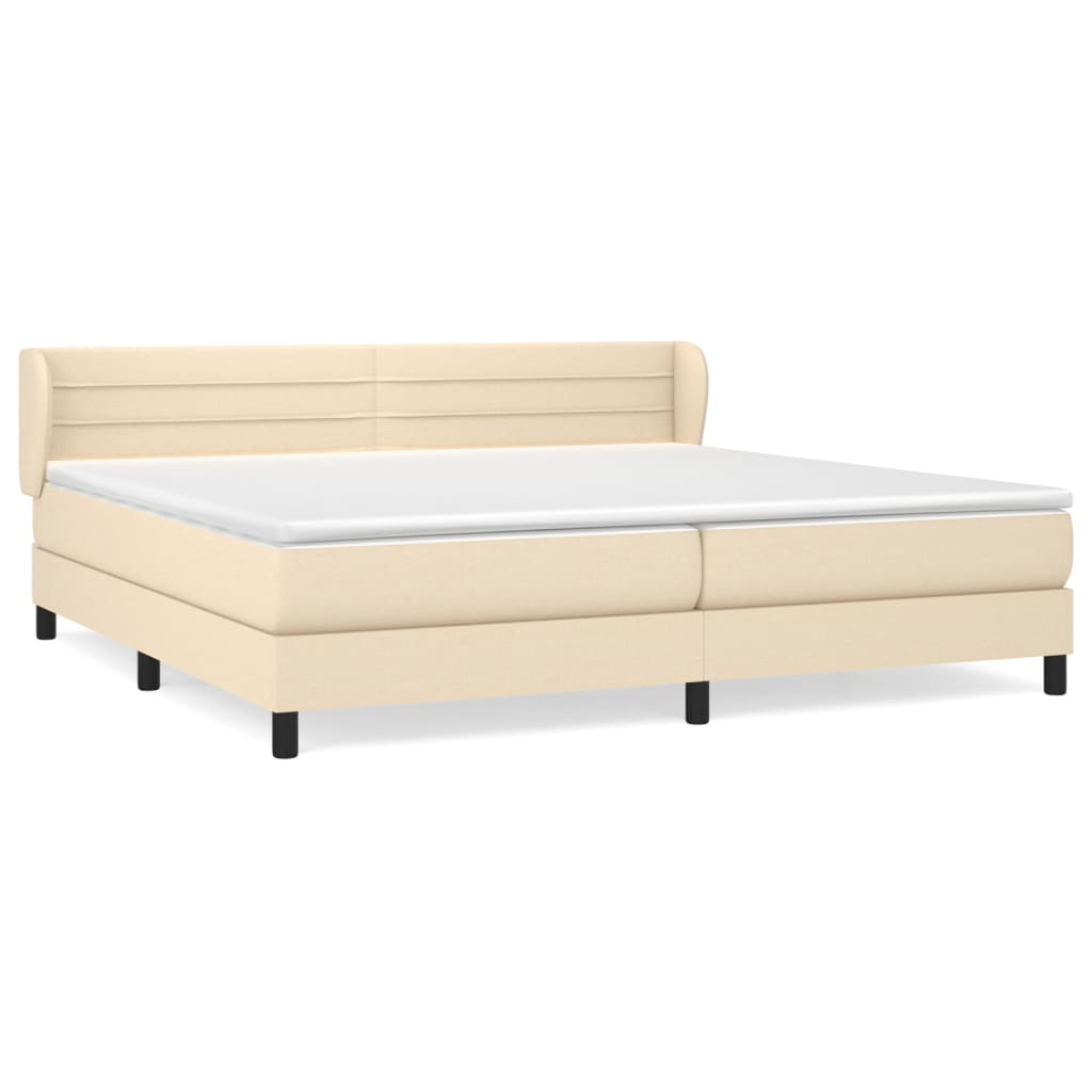 vidaXL Cama box spring con colchón tela color crema 200x200 cm