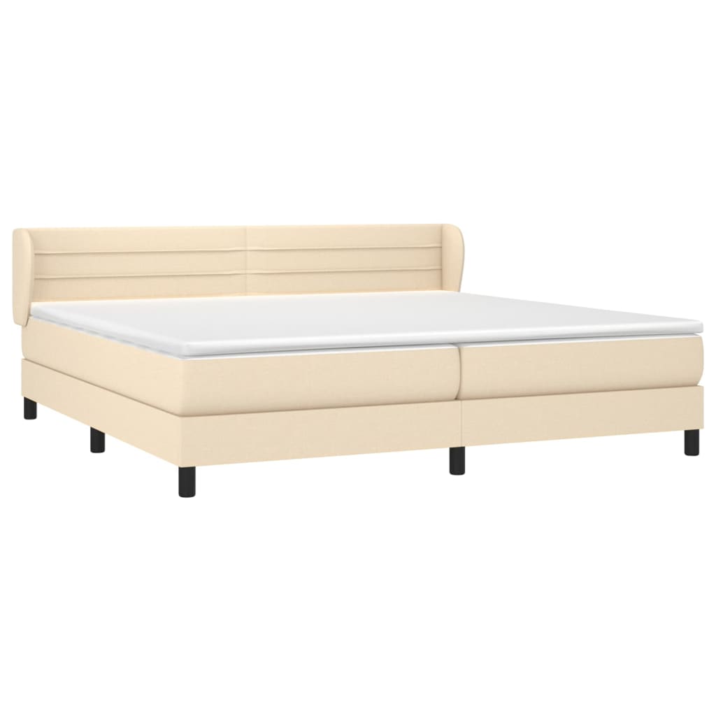 vidaXL Cama box spring con colchón tela color crema 200x200 cm