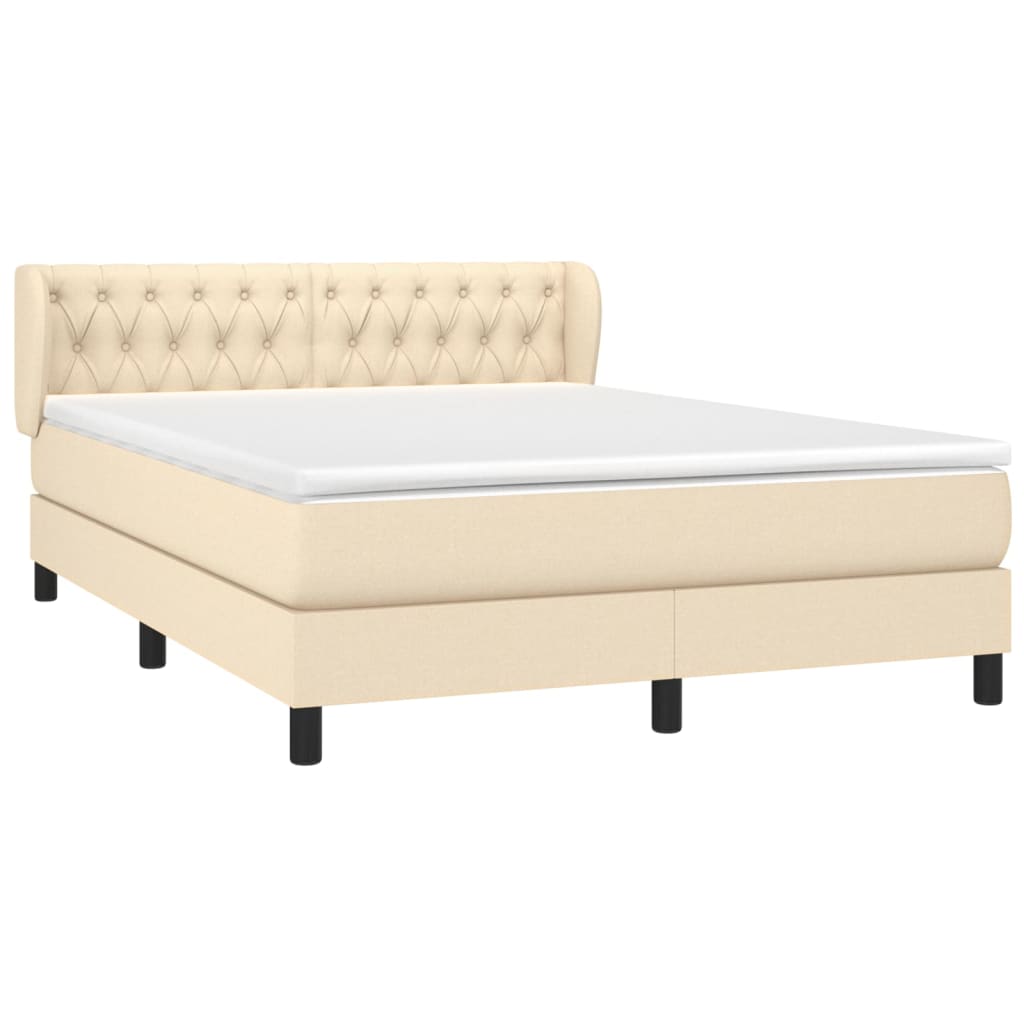 vidaXL Cama box spring con colchón tela color crema 140x200 cm