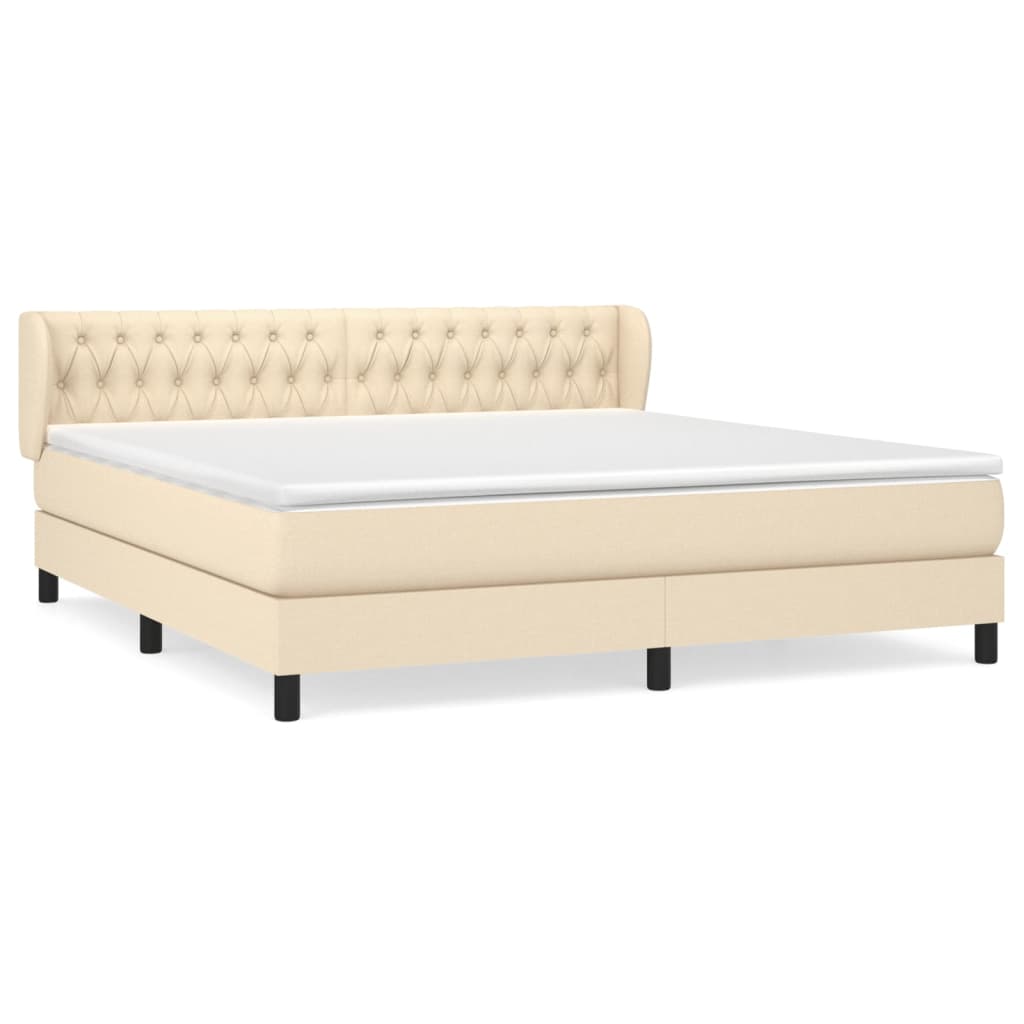 vidaXL Cama box spring con colchón tela color crema 180x200 cm