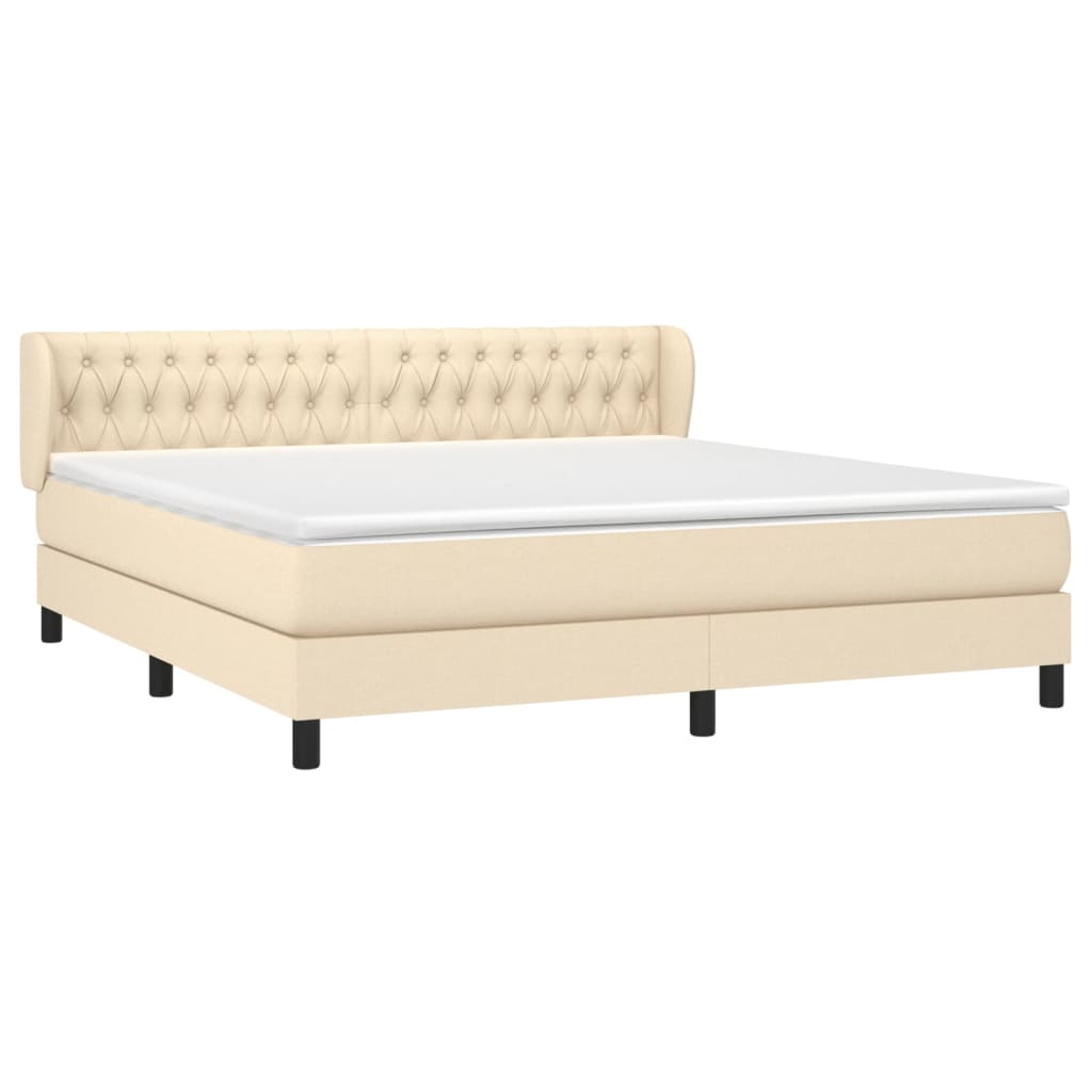 vidaXL Cama box spring con colchón tela color crema 180x200 cm