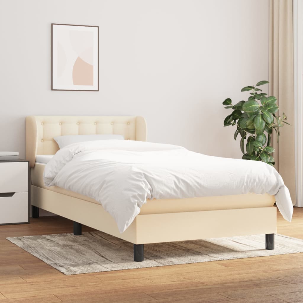 vidaXL Cama box spring con colchón tela color crema 80x200 cm