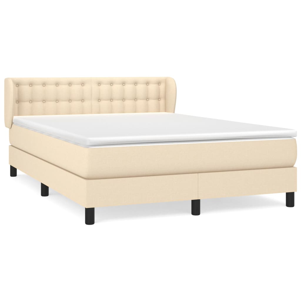 vidaXL Cama box spring con colchón tela color crema 140x200 cm