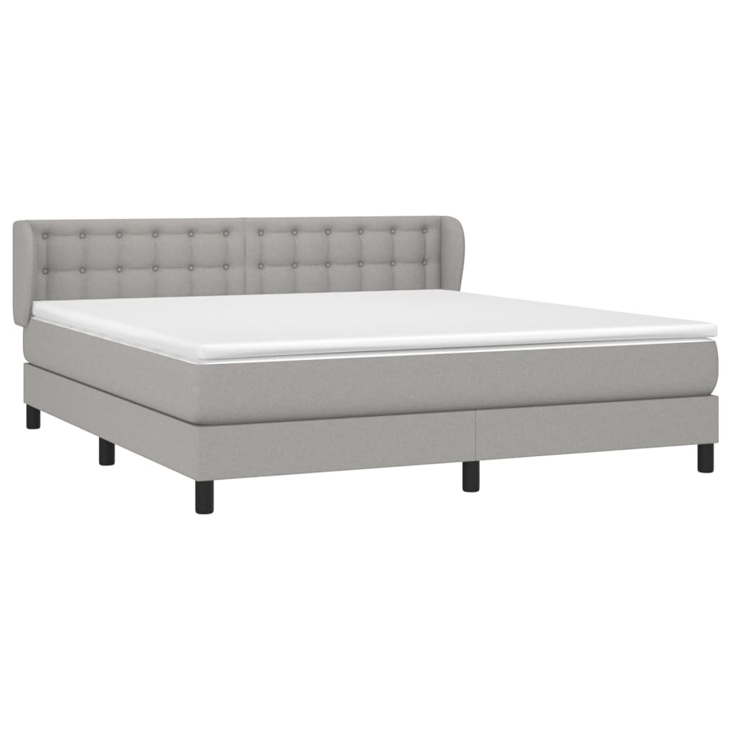 vidaXL Cama box spring con colchón tela gris claro 160x200 cm