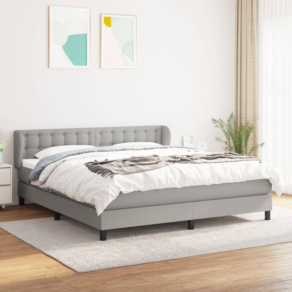 vidaXL Cama box spring con colchón tela gris claro 160x200 cm