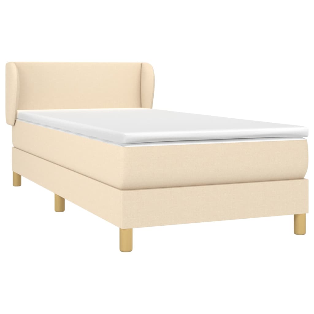 vidaXL Cama box spring con colchón tela color crema 80x200 cm