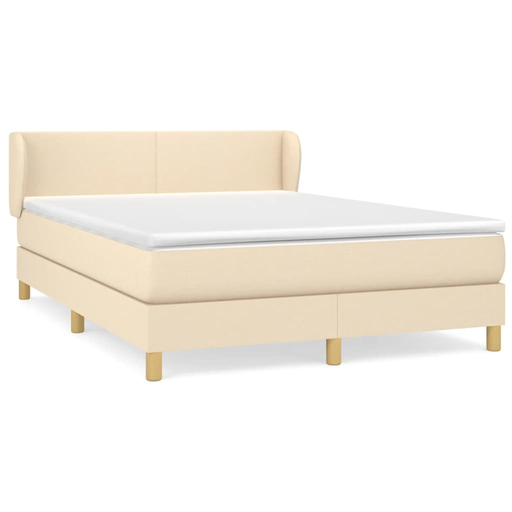 vidaXL Cama box spring con colchón tela color crema 140x200 cm