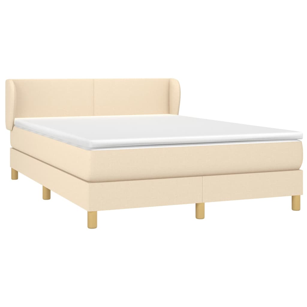 vidaXL Cama box spring con colchón tela color crema 140x200 cm