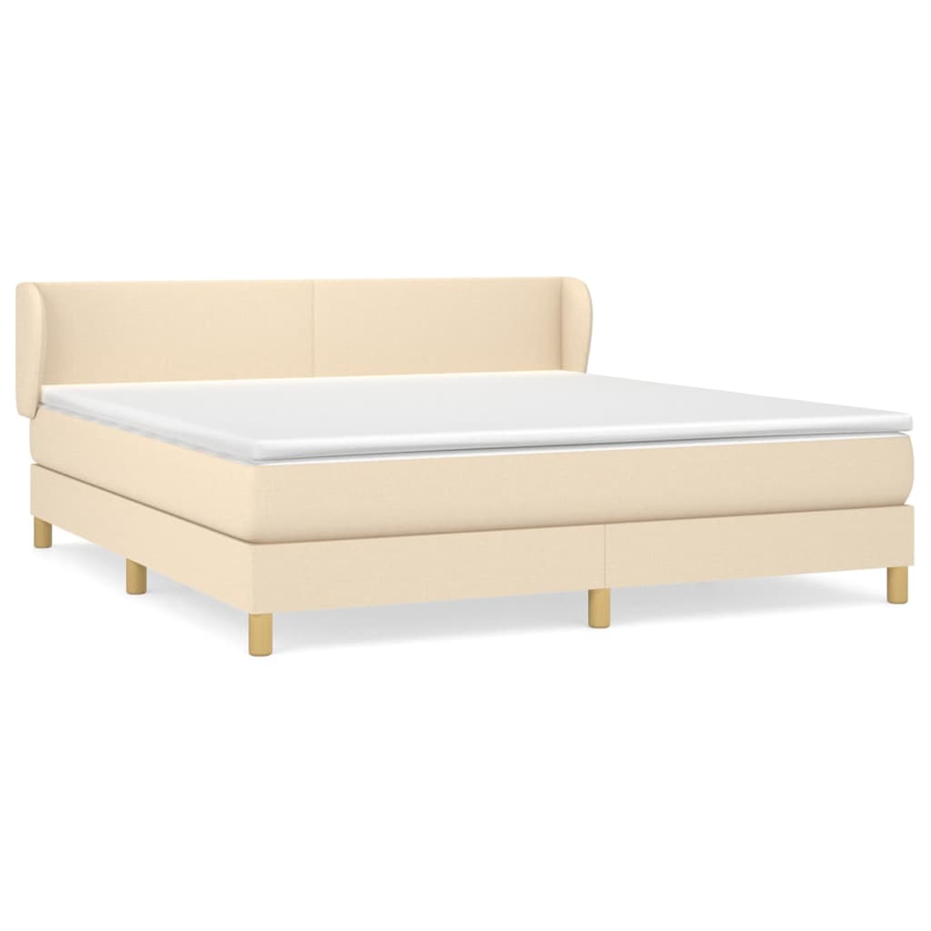 vidaXL Cama box spring con colchón tela color crema 180x200 cm