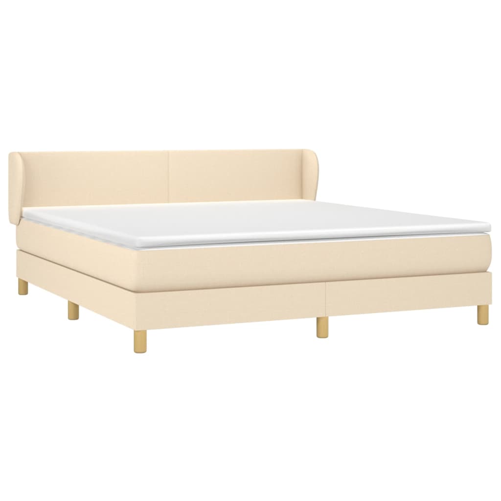 vidaXL Cama box spring con colchón tela color crema 180x200 cm