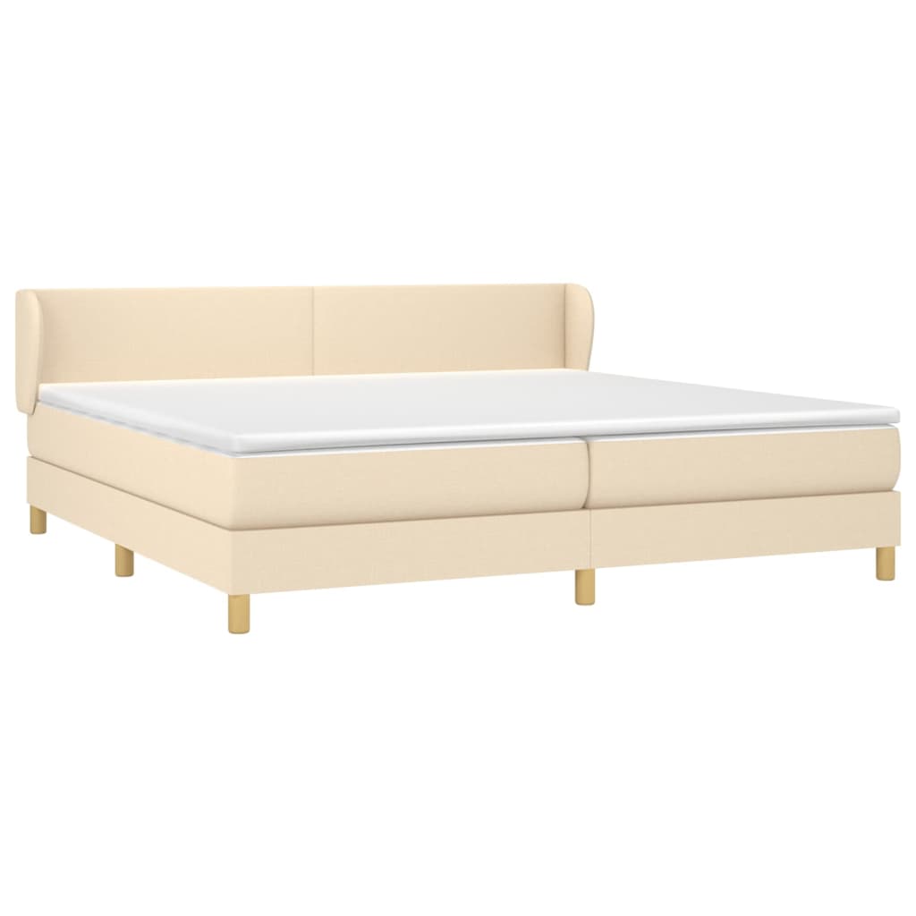 vidaXL Cama box spring con colchón tela color crema 200x200 cm