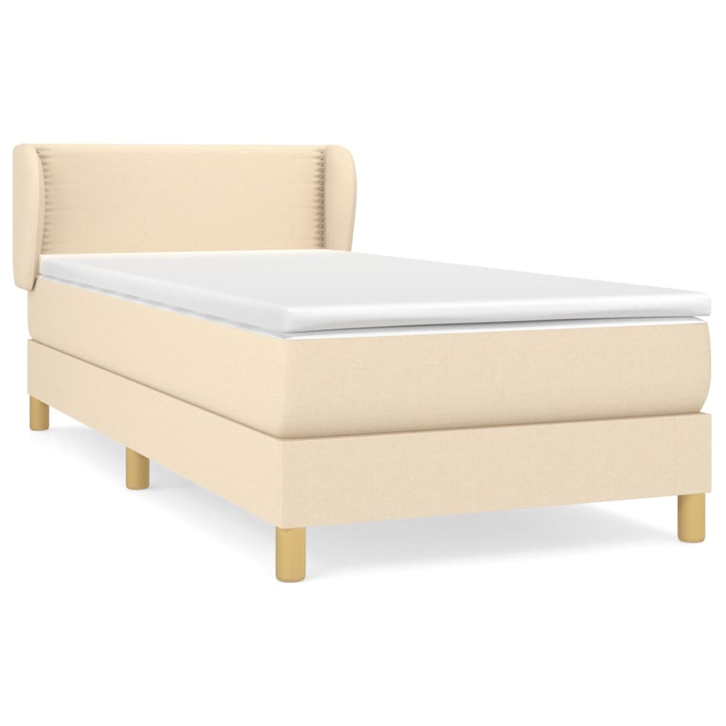 vidaXL Cama box spring con colchón tela color crema 80x200 cm