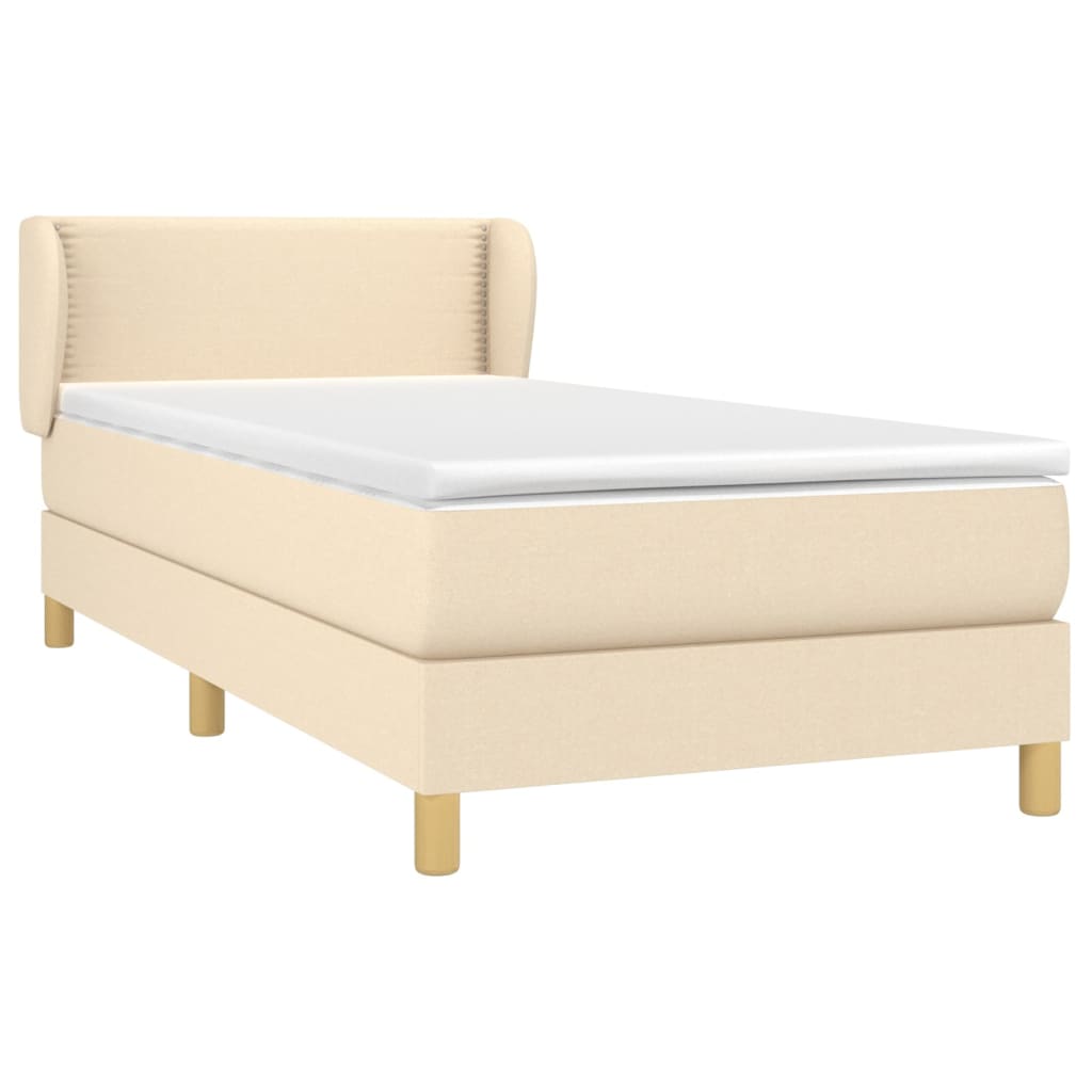 vidaXL Cama box spring con colchón tela color crema 80x200 cm