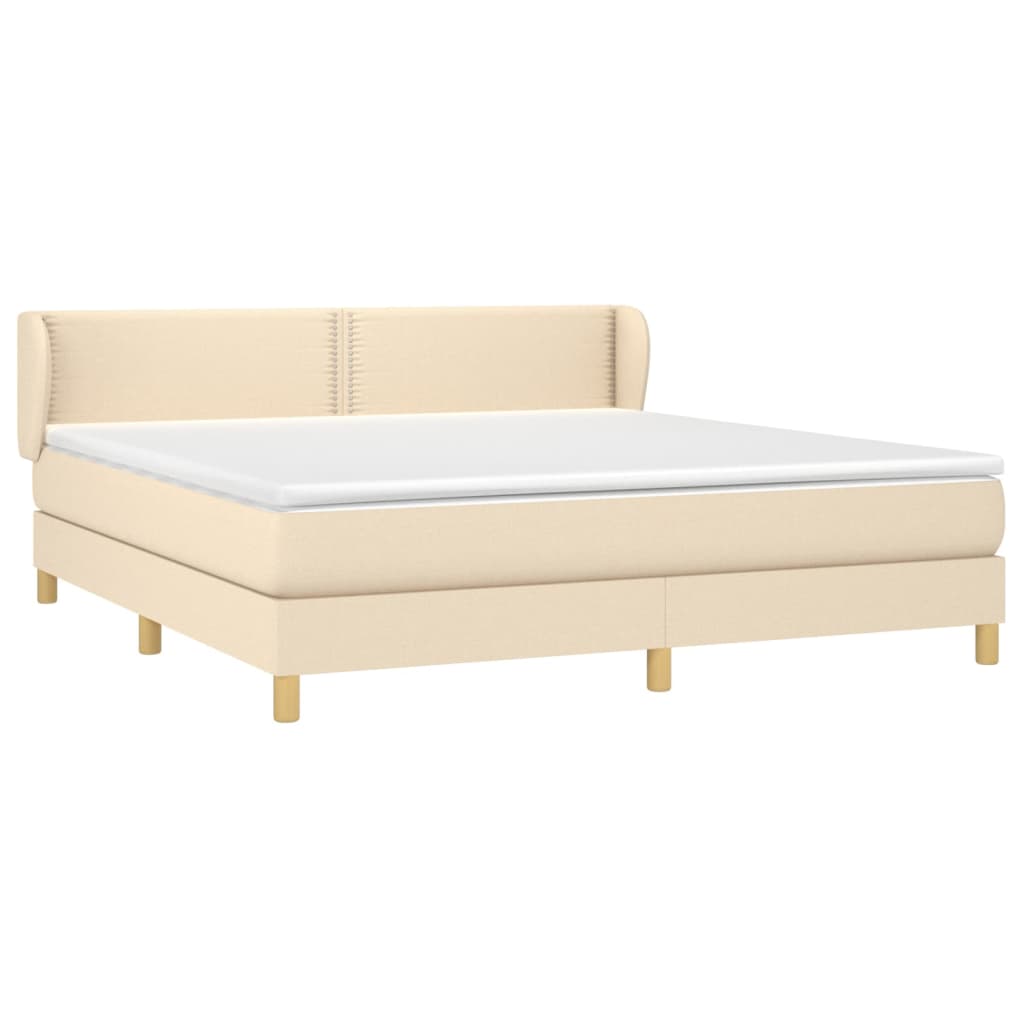 vidaXL Cama box spring con colchón tela color crema 160x200 cm