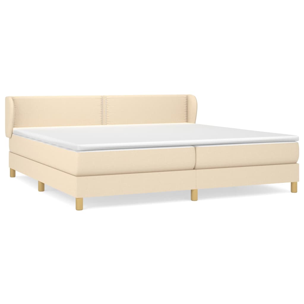 vidaXL Cama box spring con colchón tela color crema 200x200 cm