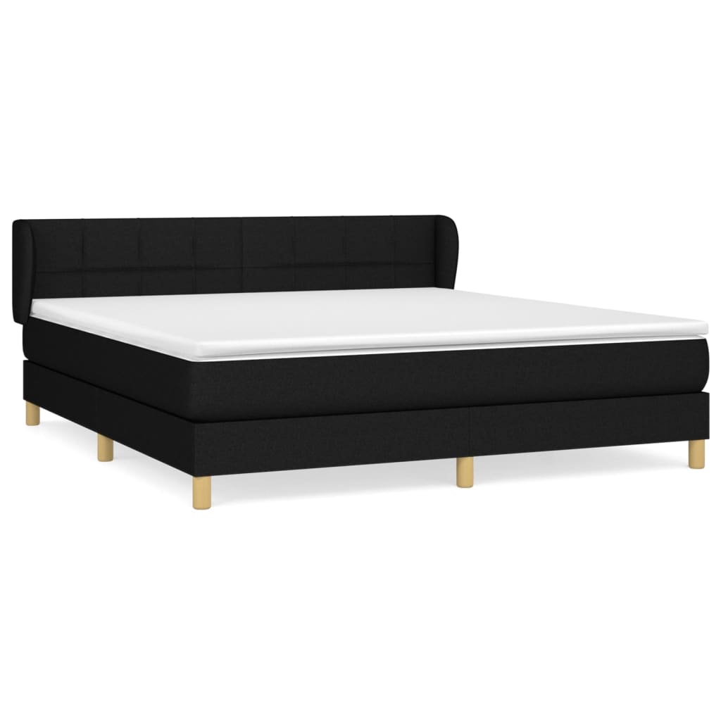 vidaXL Cama box spring con colchón tela negro 160x200 cm