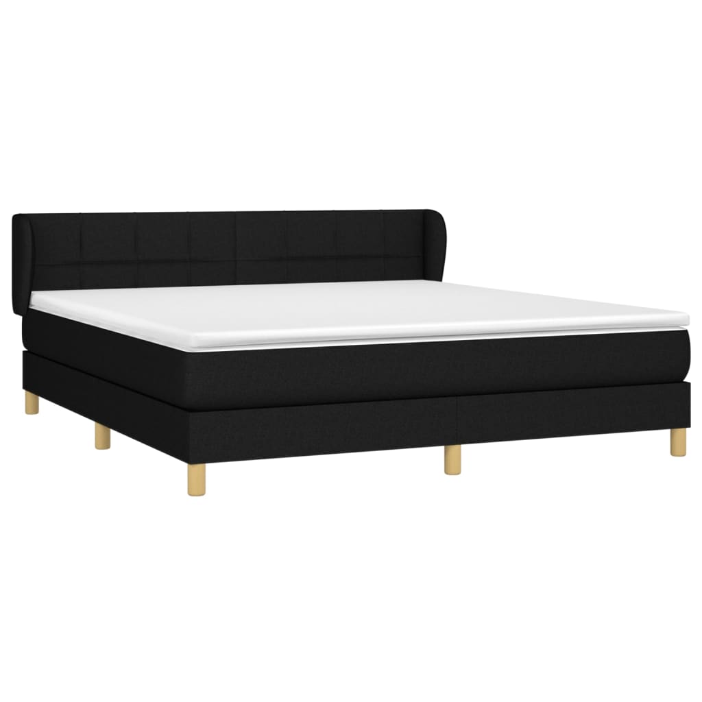 vidaXL Cama box spring con colchón tela negro 160x200 cm