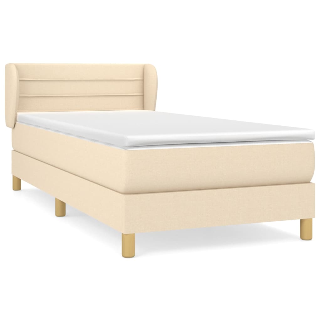 vidaXL Cama box spring con colchón tela color crema 80x200 cm