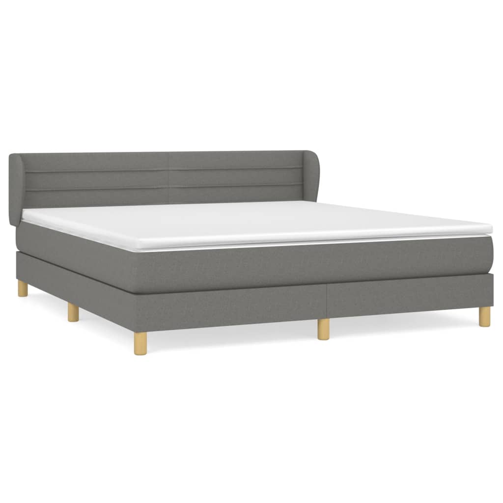 vidaXL Cama box spring con colchón tela gris oscuro 160x200 cm