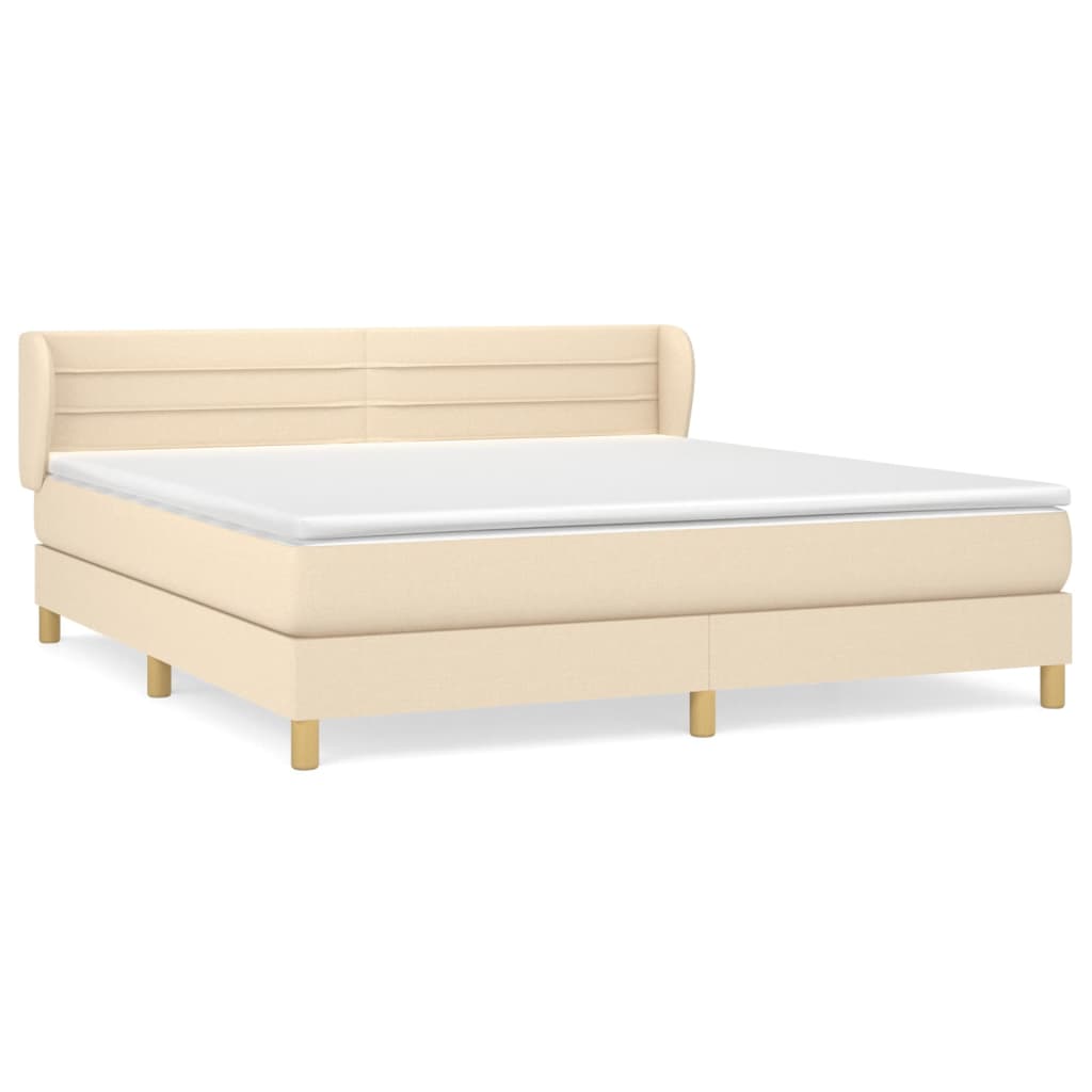 vidaXL Cama box spring con colchón tela color crema 160x200 cm