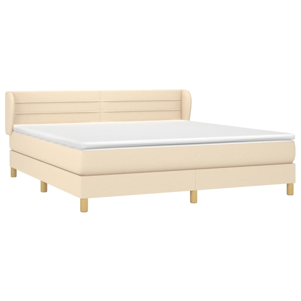 vidaXL Cama box spring con colchón tela color crema 160x200 cm