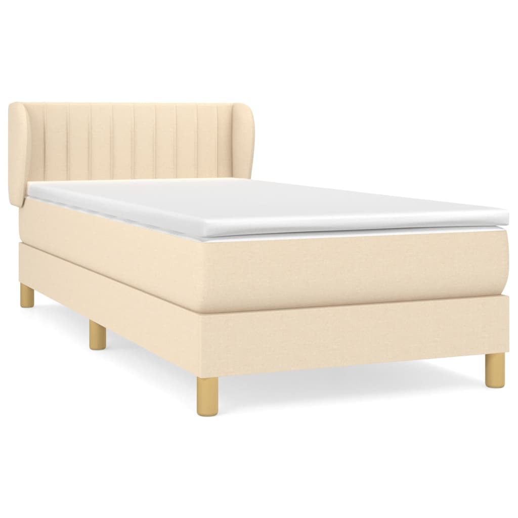 vidaXL Cama box spring con colchón tela color crema 90x190 cm