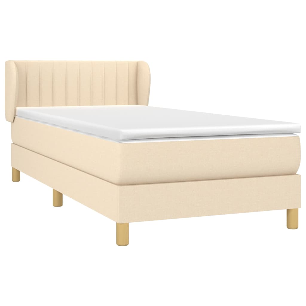 vidaXL Cama box spring con colchón tela color crema 90x190 cm