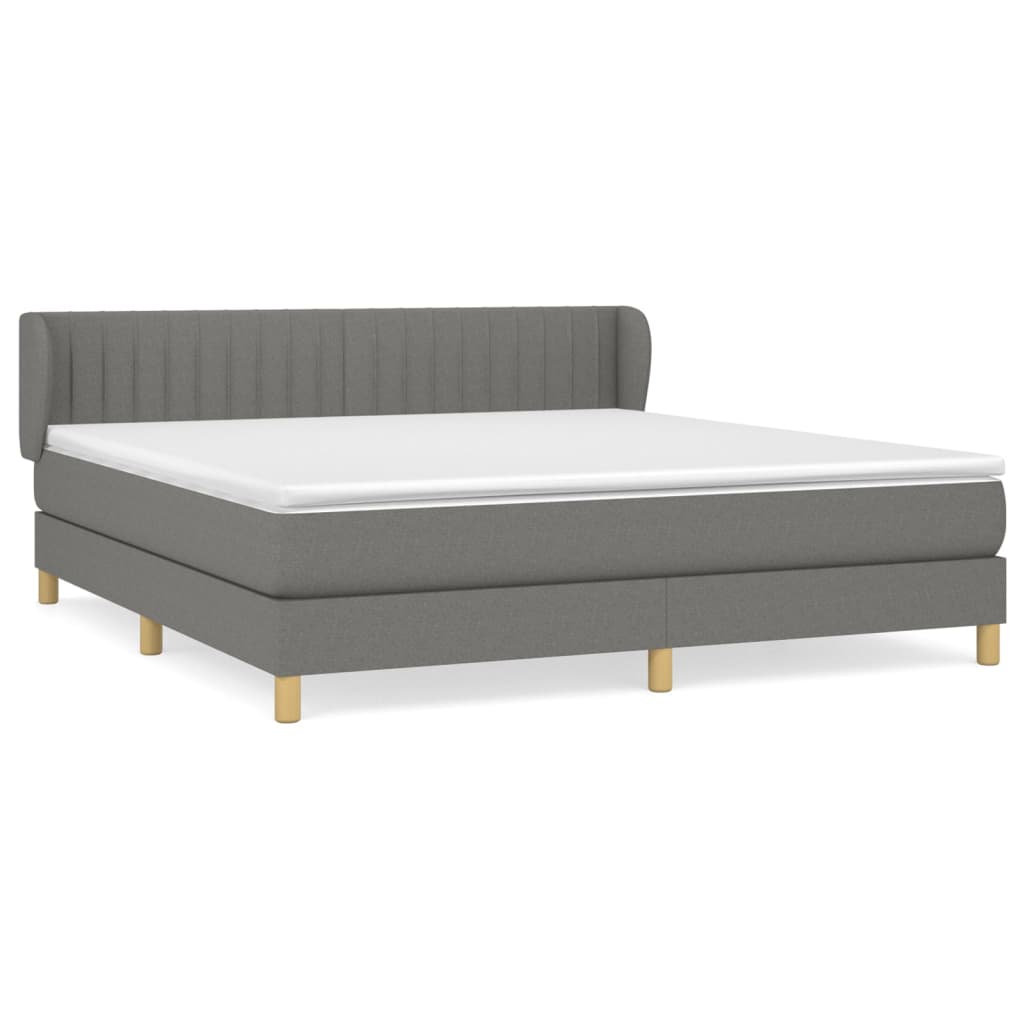 vidaXL Cama box spring con colchón tela gris oscuro 160x200 cm